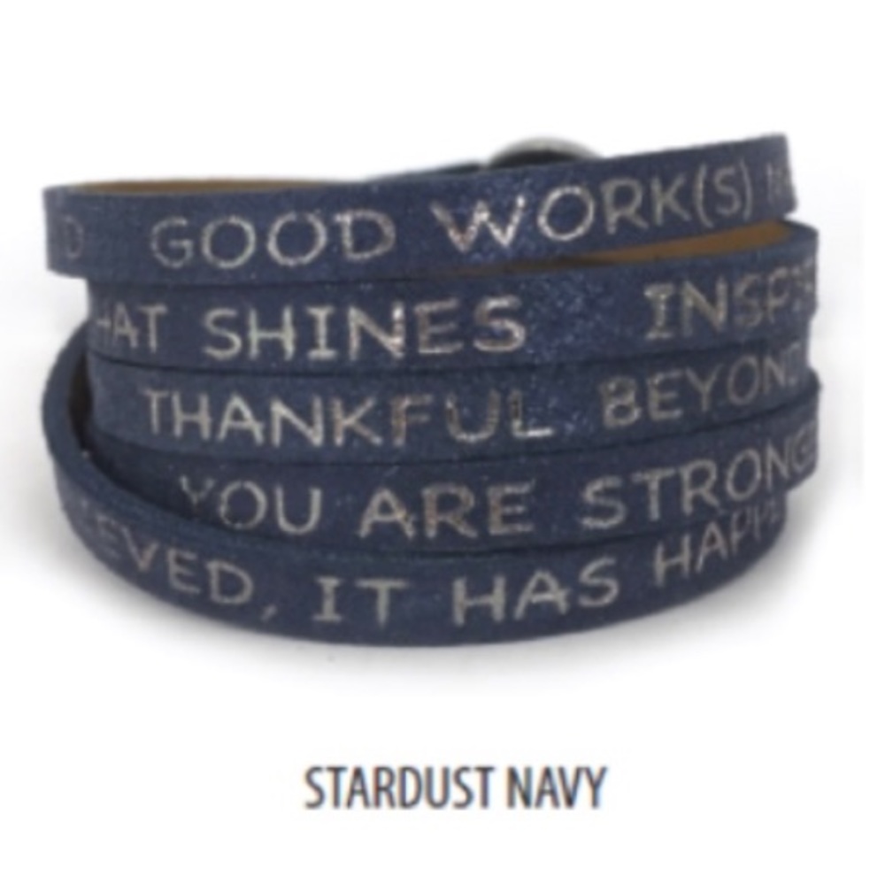 Rocker Navy Unisex Message Wrap Bracelet (Buckle)